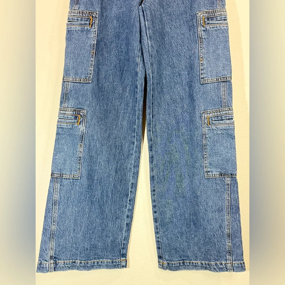 HUDSON Women’s High Rise Cargo Wide Leg Denim Jeans Blue 27 NWT - Picture 9 of 16